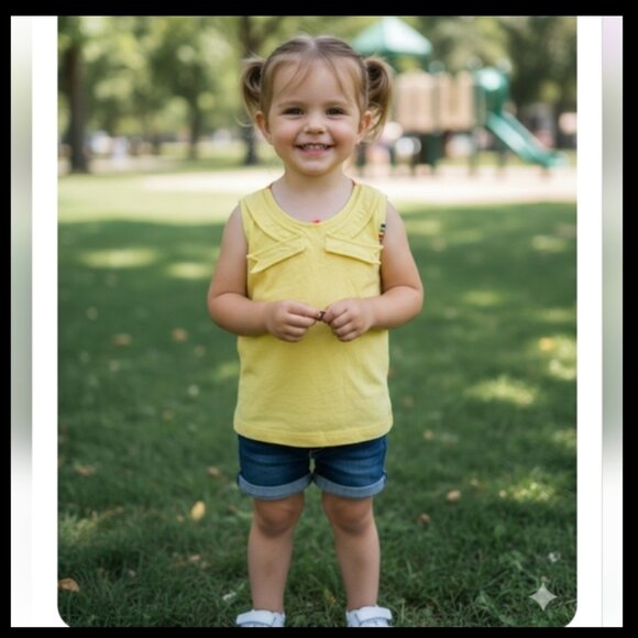 4 Funky flavours bright yellow sleeveless shirt size EU110-116 US 5-6 - Picture 1 of 9